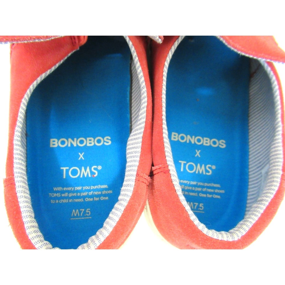 Toms Bonobos x Men's Size 7.5 Red/Orange Suede Slip On Sneakers - Picture 4 of 5